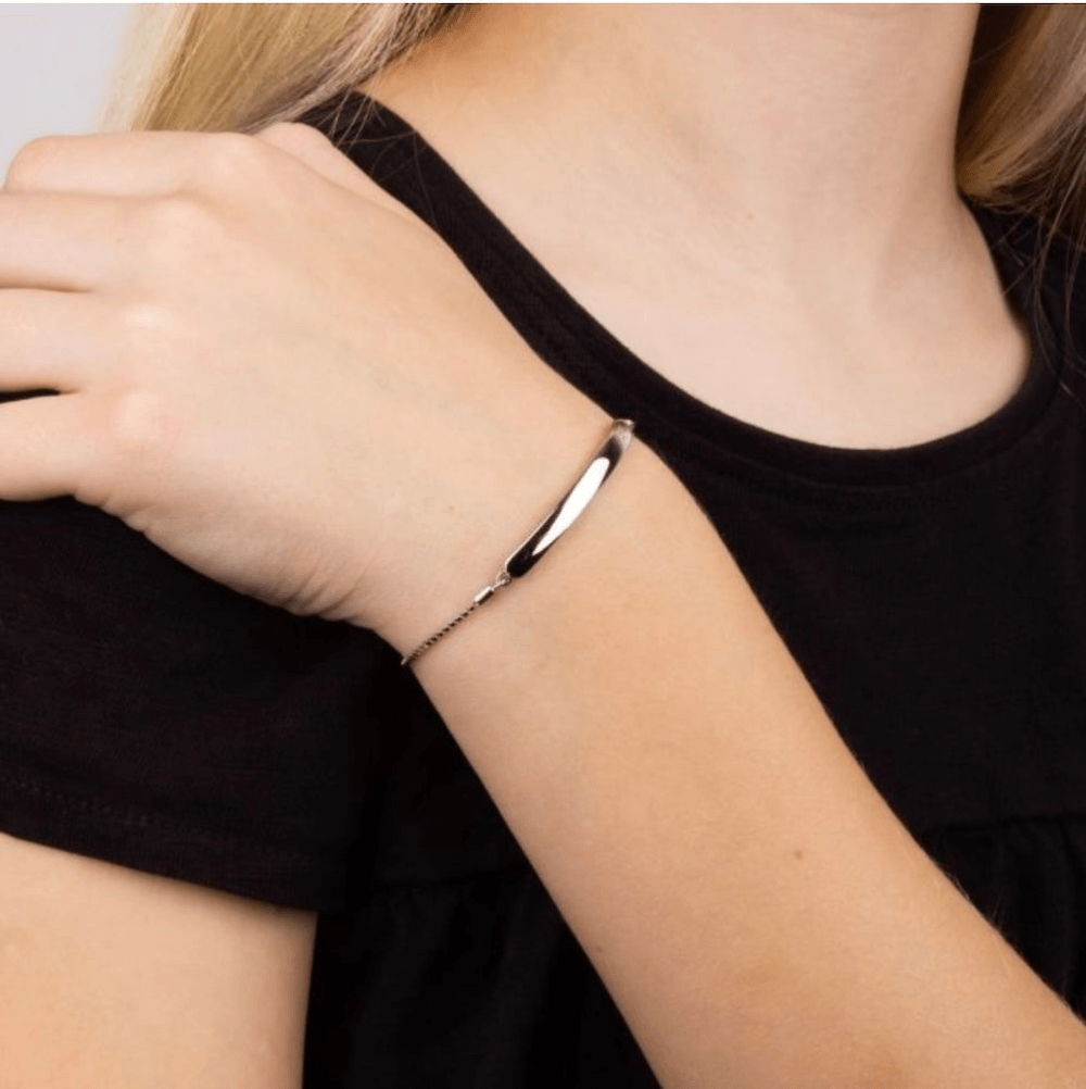Children's Silver Diamond ID Bracelet