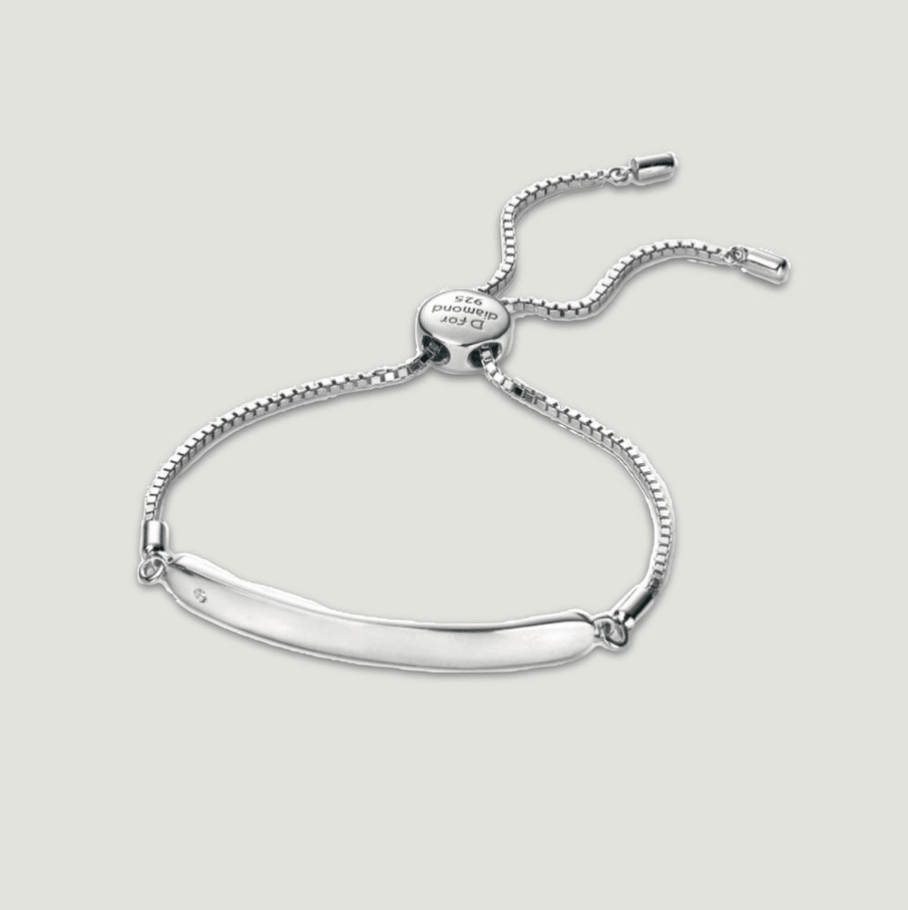 Children's Silver Diamond ID Bracelet