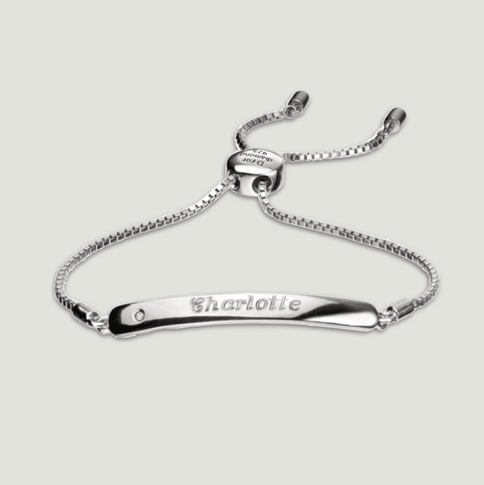 Children's Silver Diamond ID Bracelet