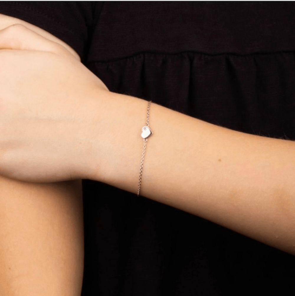 Children's Silver Diamond Heart Bracelet