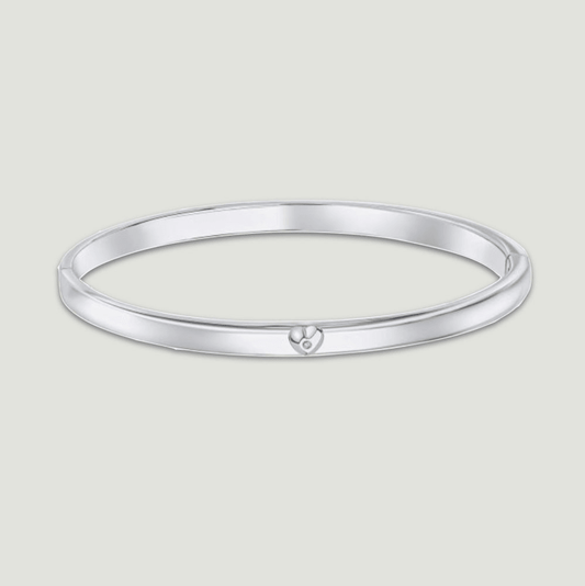 Children's Silver Diamond Heart Bangle