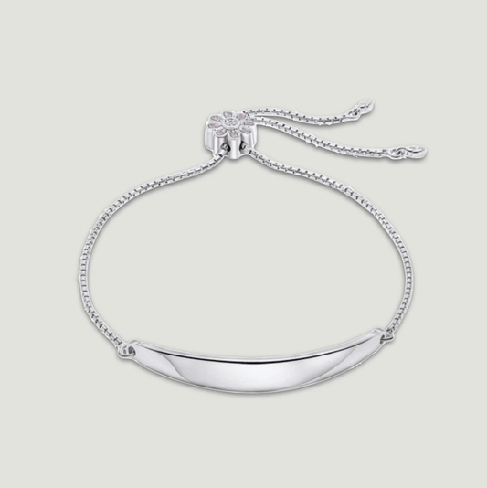 Children's Pink Flower Silver ID Bracelet
