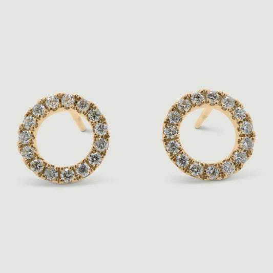 Yellow Gold Circle of Life Stud Earrings