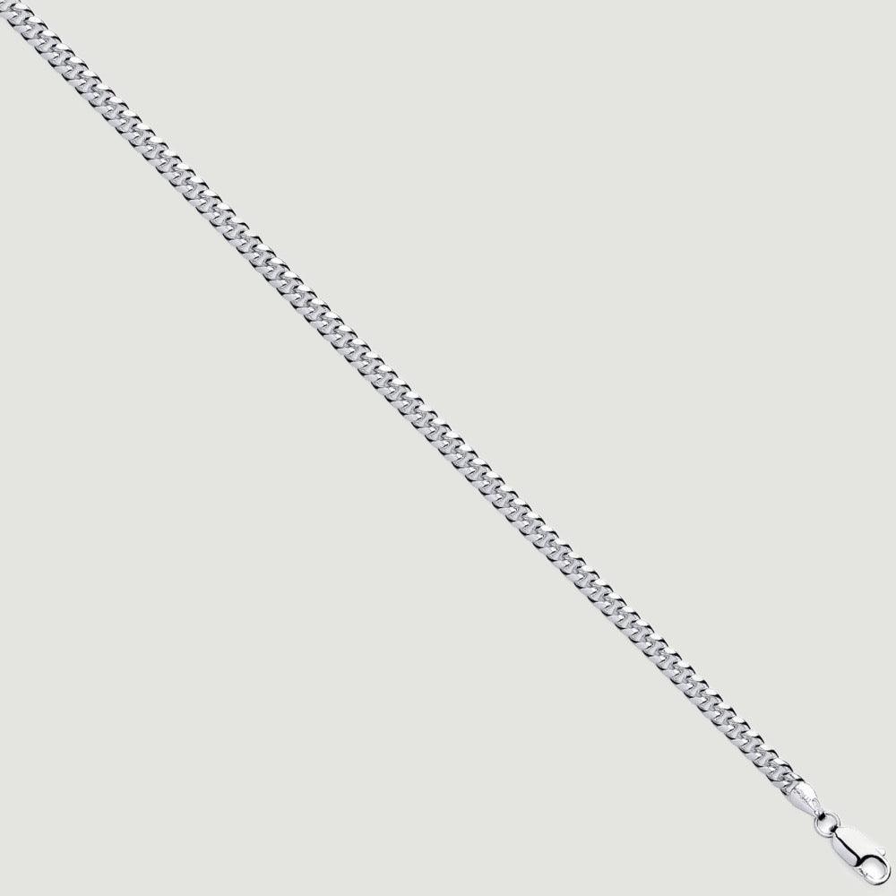 Silver chain, the links are formed in domed curb style 4.9mm wide.