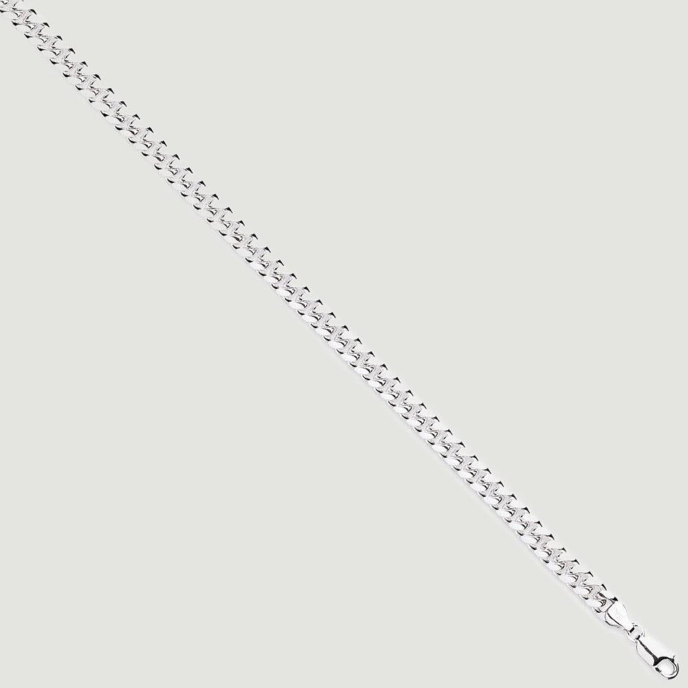 Silver chain, the links are formed in domed curb style 6.5mm wide.