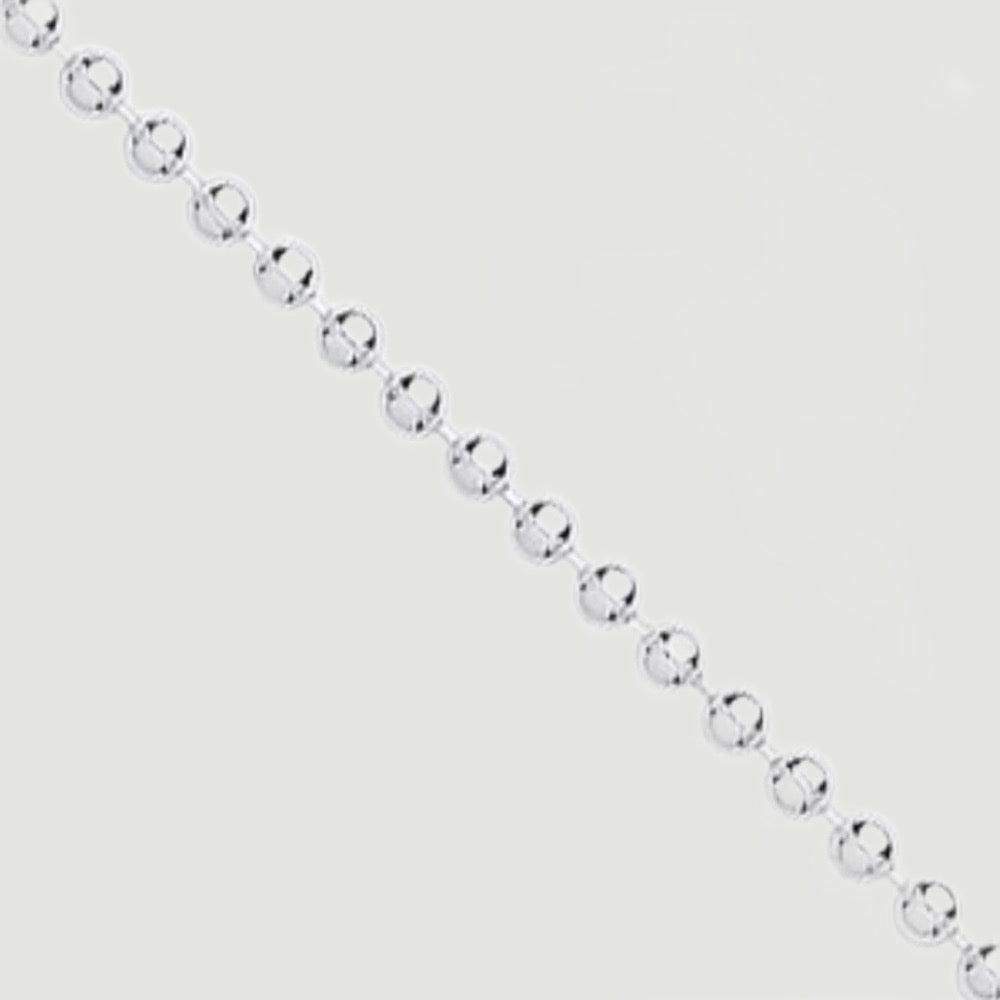 Silver Chain, made from a ball-link chain each ball measuring 2mm in diameter - close up