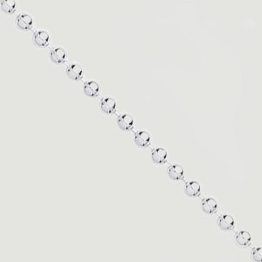 Silver Chain, made from a ball-link chain each ball measuring 2mm in diameter - close up