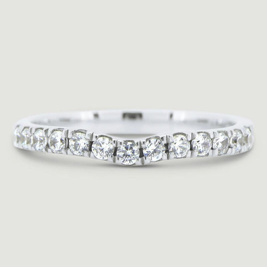 Shaped wedding band 2.5mm wide micro-pavé set with round diamonds 18WG