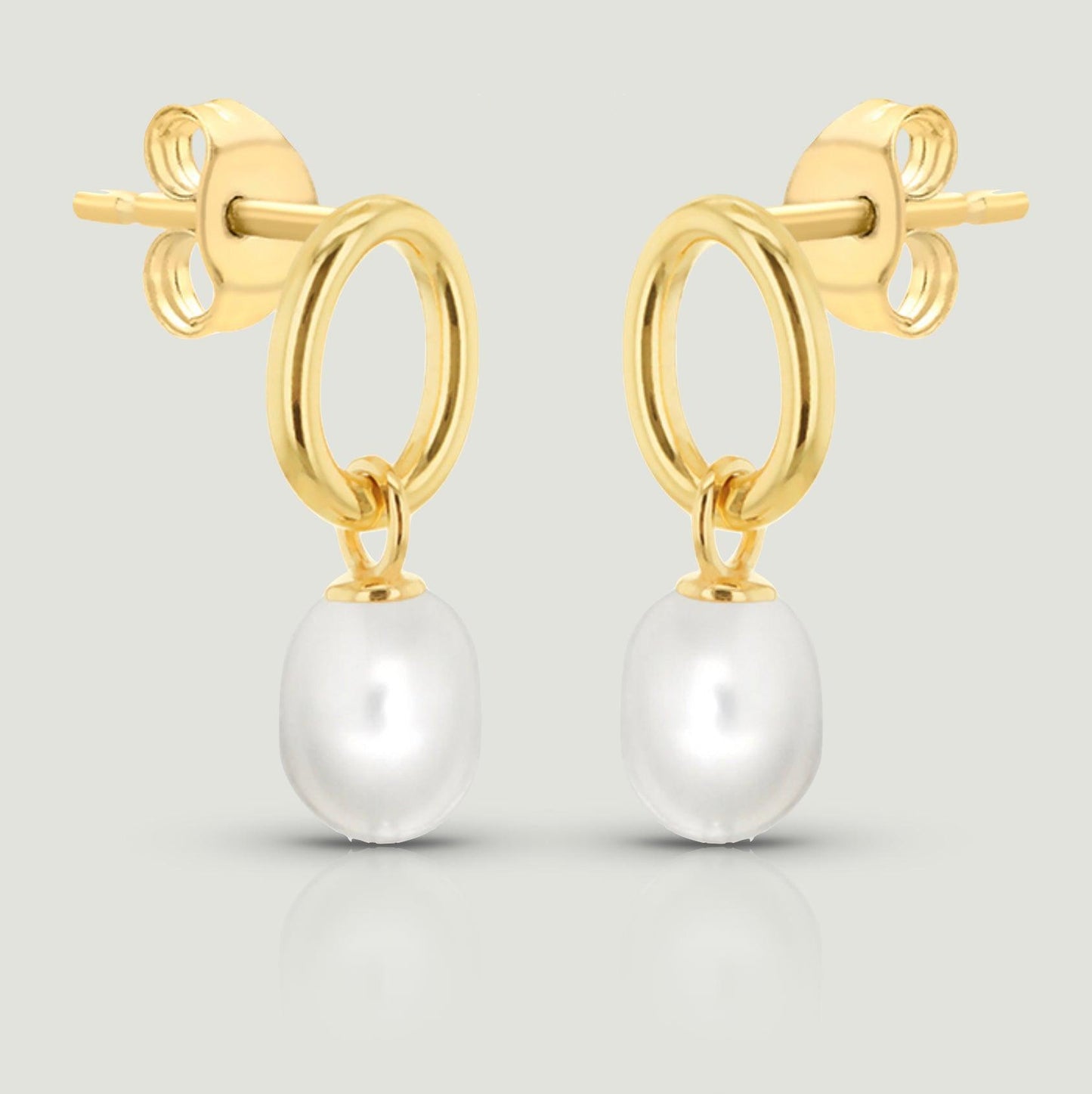 Circular Pearl Stud Earrings