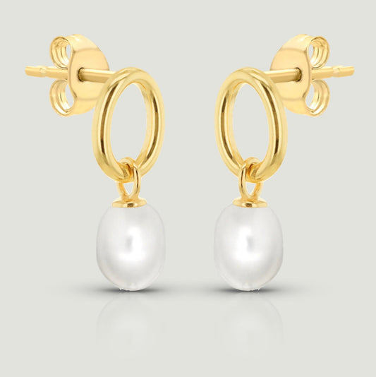 Circular Pearl Stud Earrings