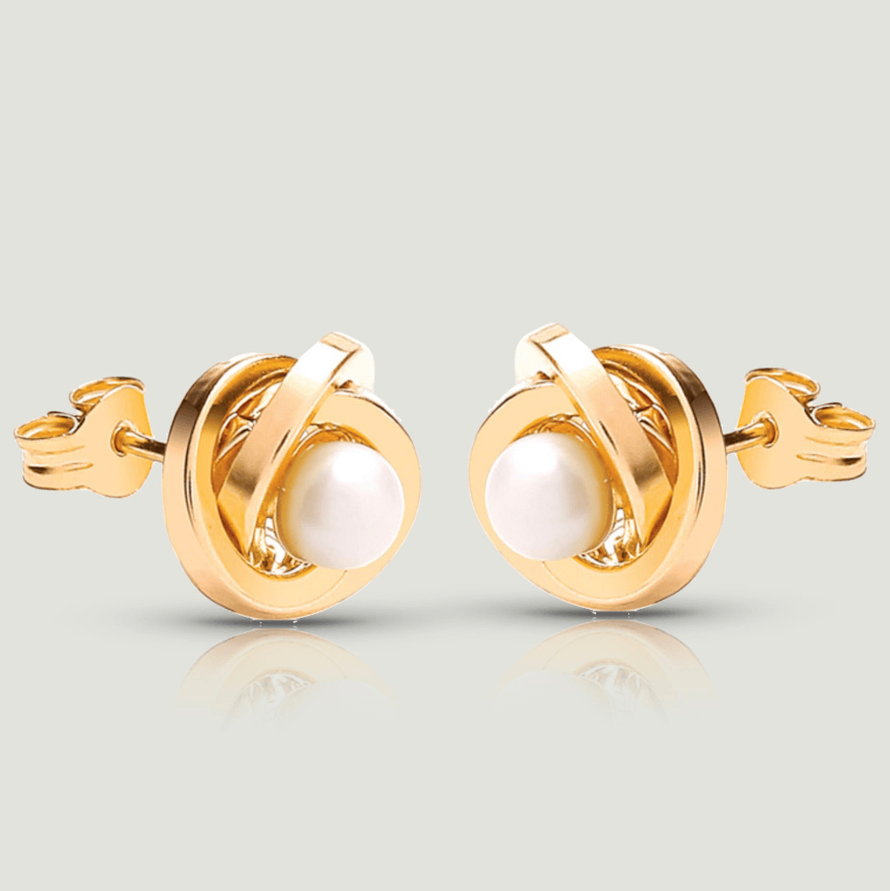 Knot-Shaped Pearl Stud Earrings