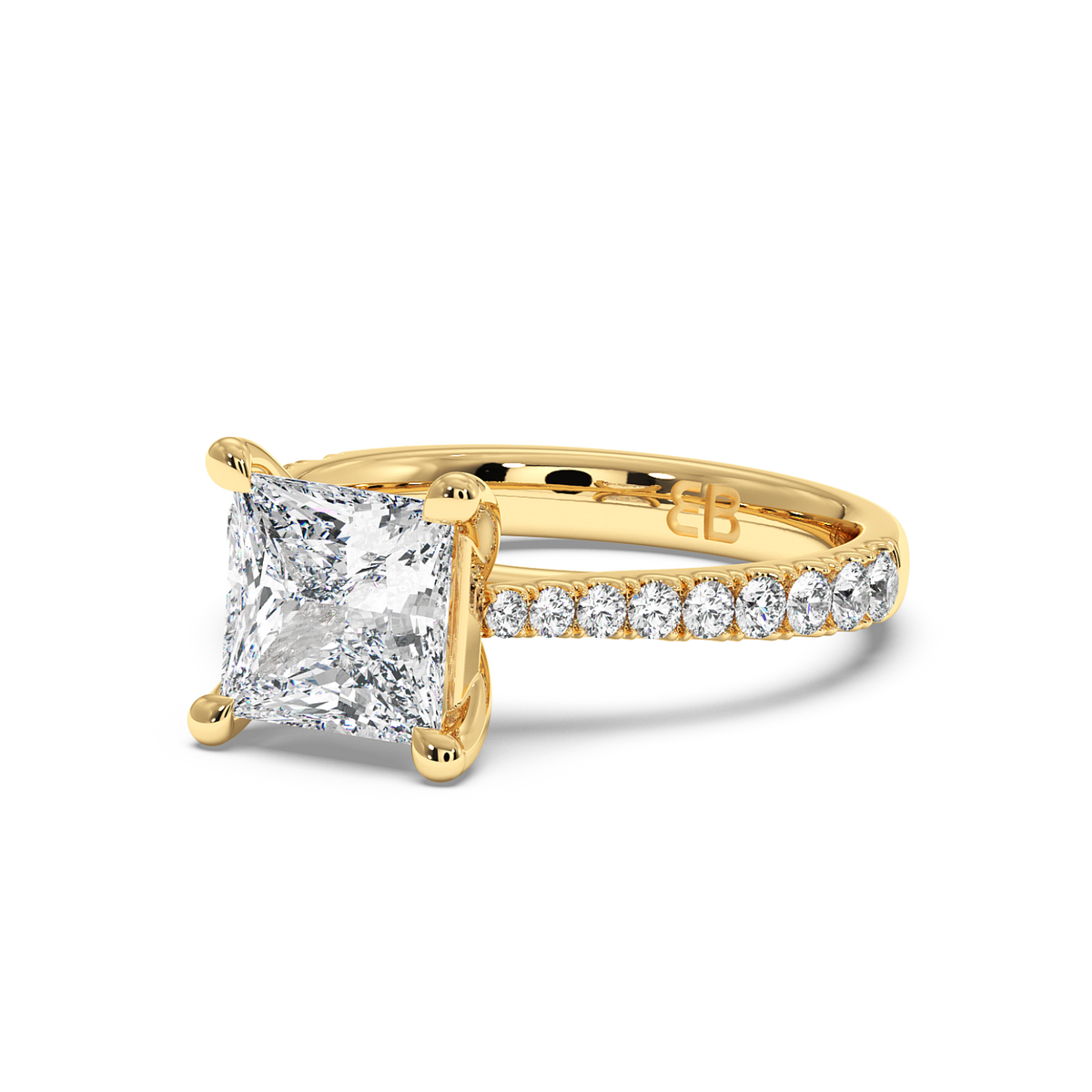 El anillo de oro amarillo cultivado en laboratorio Chelsea Emerald