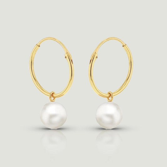 fine hoop with round pearl dangling from the bottom