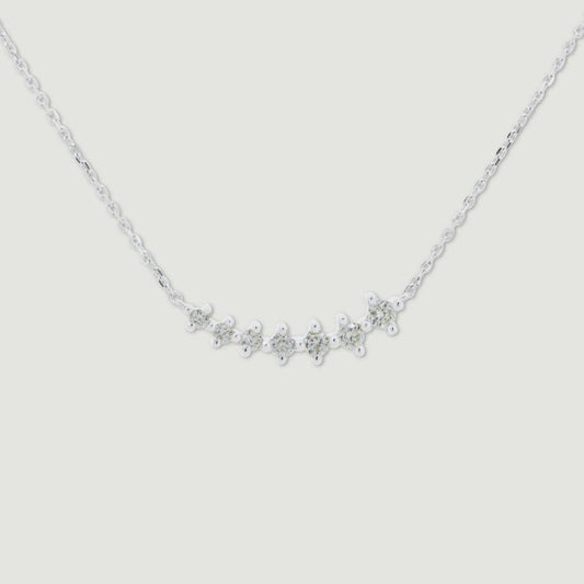 White gold diamond seven stone curved collar - view from front