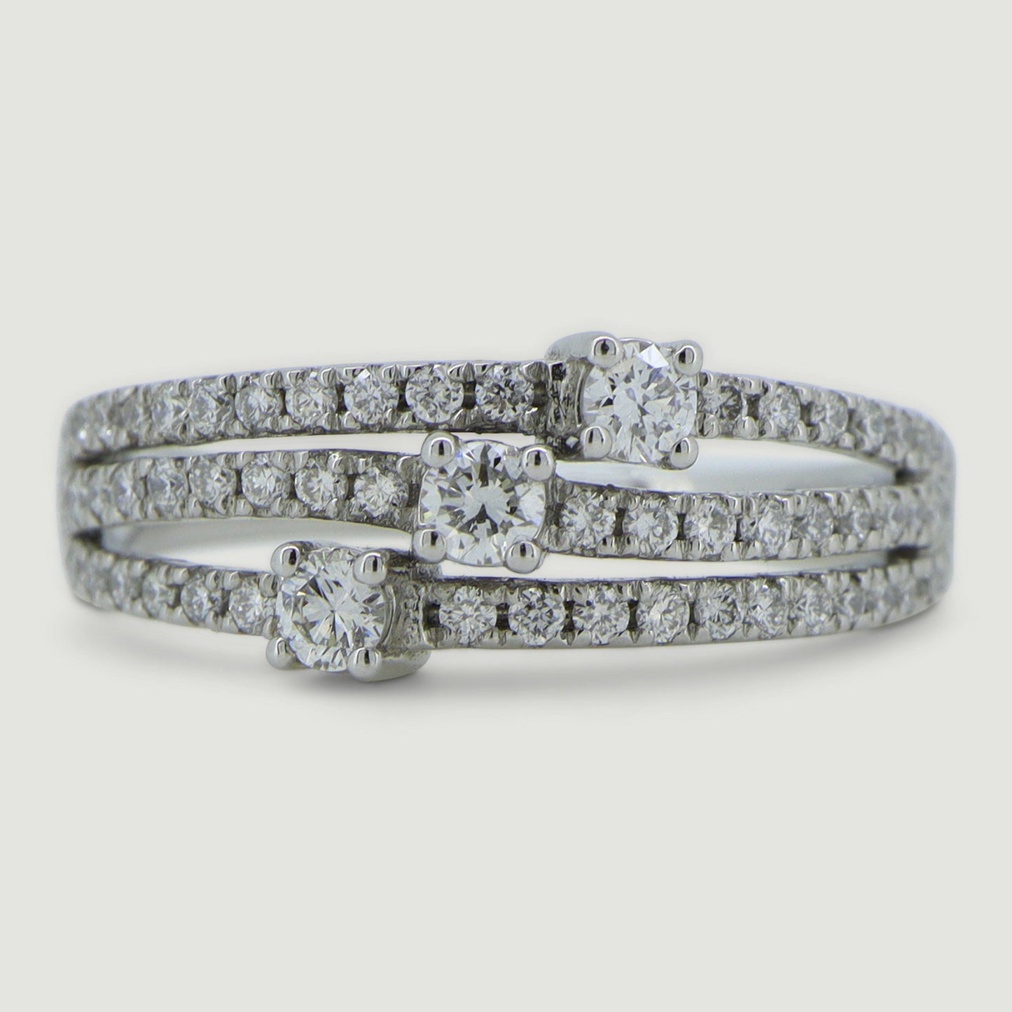 Three Row Micro-Pavé Dress Ring
