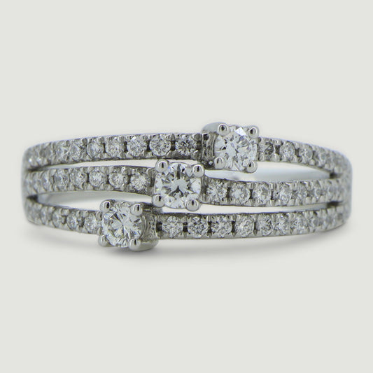 Three Row Micro-Pavé Dress Ring