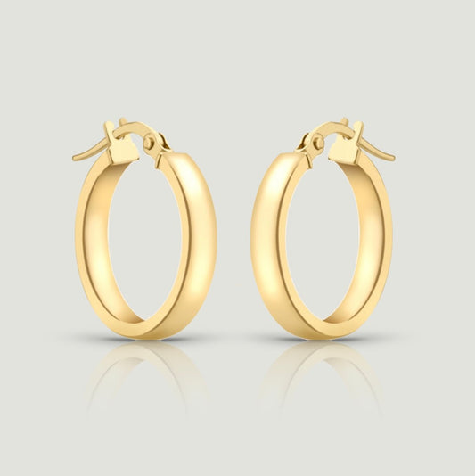 15mm hoop earrings 3mm wide in 9ct yellow gold