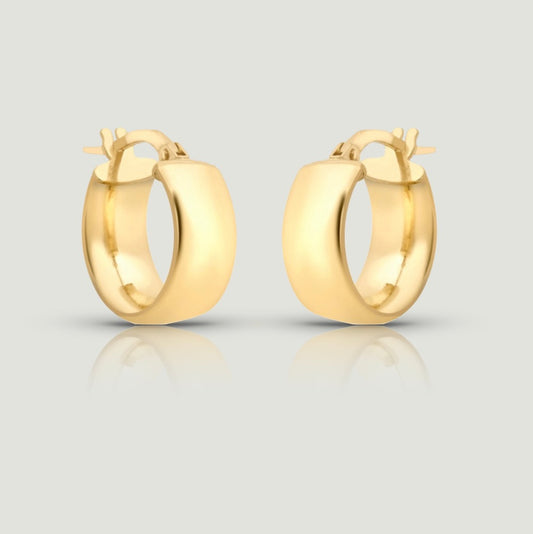 15mm hoop earrings 6mm wide in 9ct yellow gold