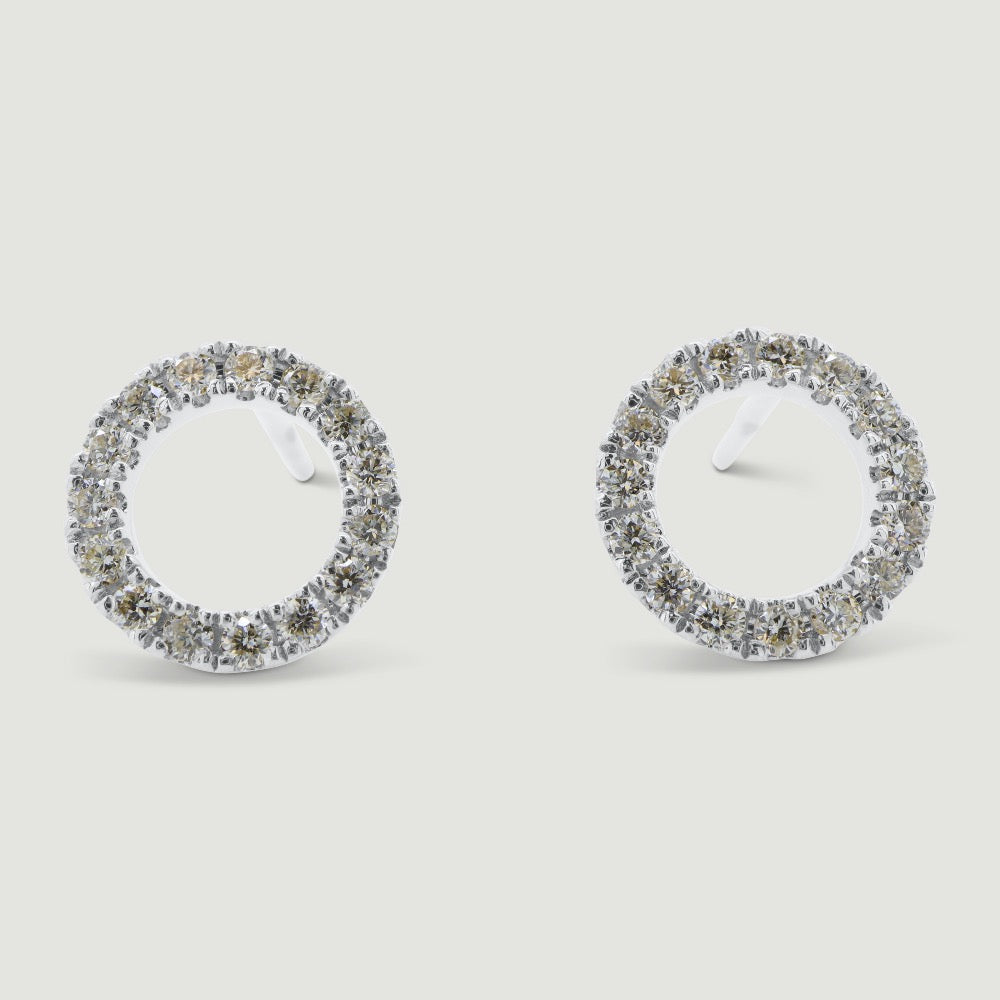 White Gold Circle of Life Stud Earrings