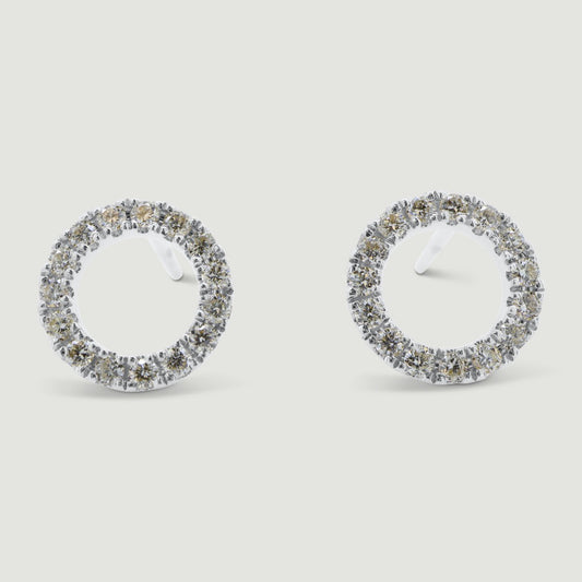 White Gold Circle of Life Stud Earrings