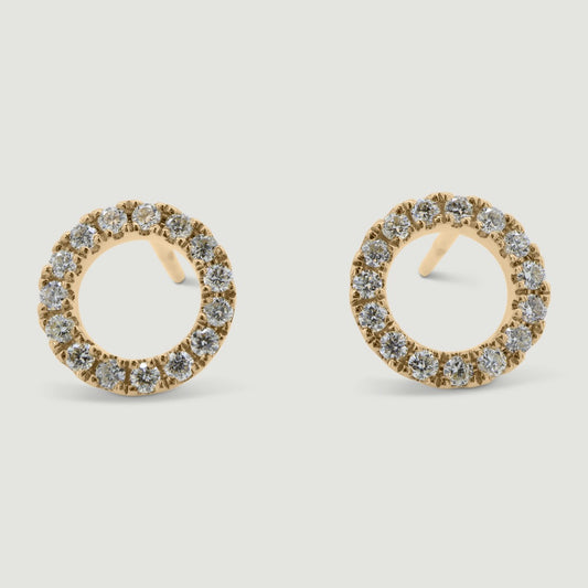 Yellow Gold Circle of Life Stud Earrings