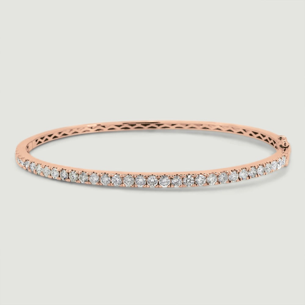 Bangle micro pavé set on the top half with round diamonds 18ct rose gold - view from the top
