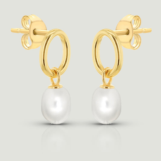 Circular Pearl Stud Earrings