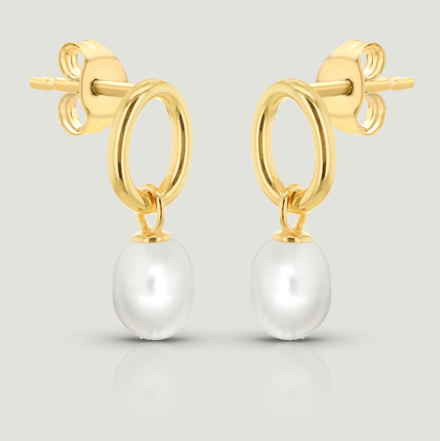 Circular Pearl Stud Earrings