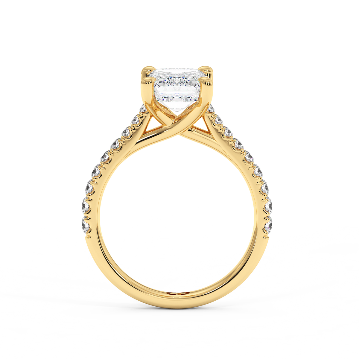 El anillo de oro amarillo cultivado en laboratorio Chelsea Emerald