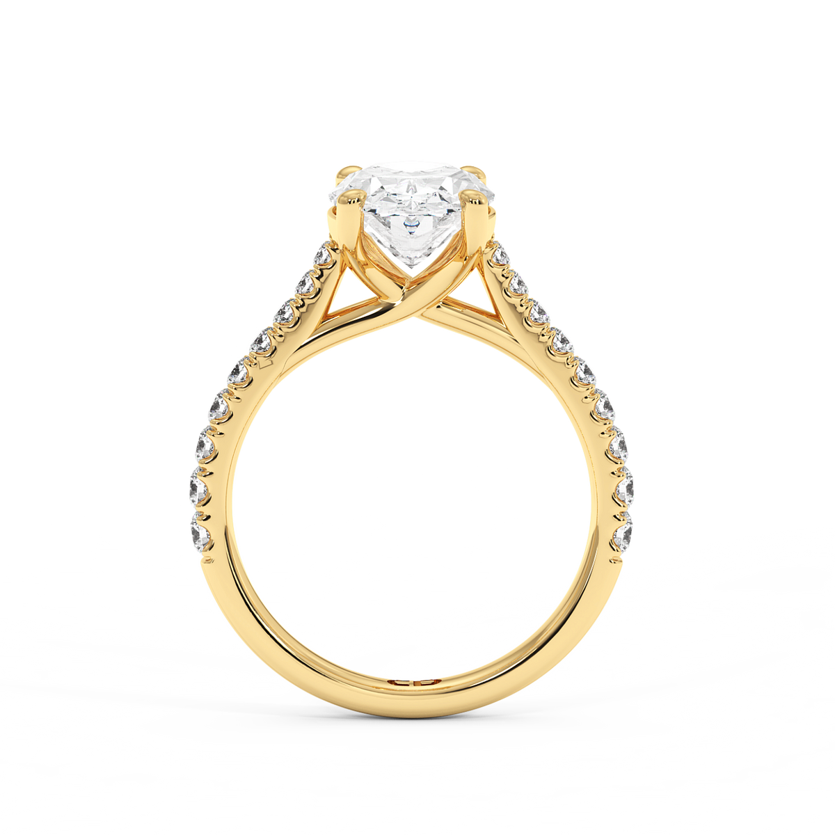 El anillo de oro amarillo cultivado en laboratorio Chelsea Emerald