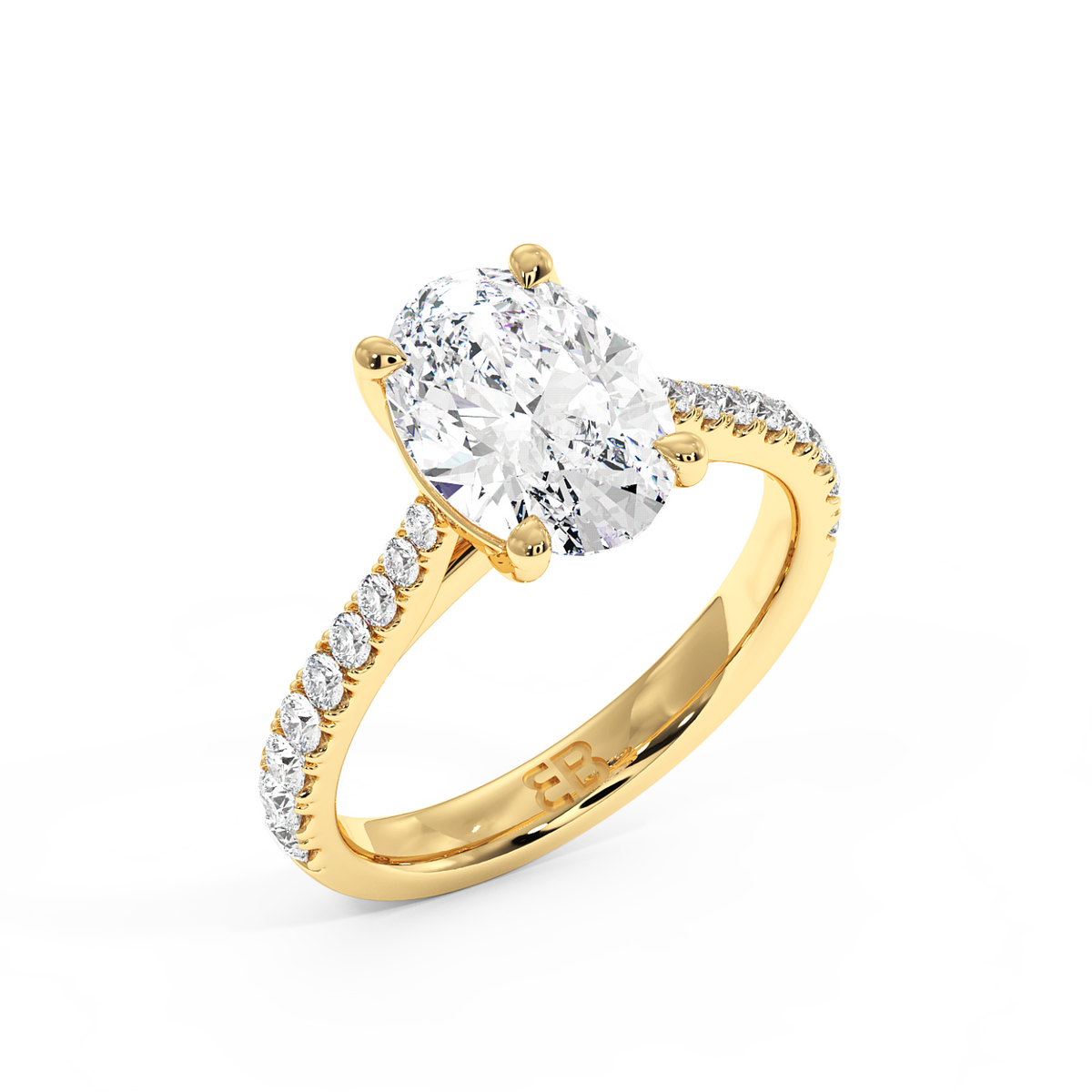 El anillo de oro amarillo cultivado en laboratorio Chelsea Emerald