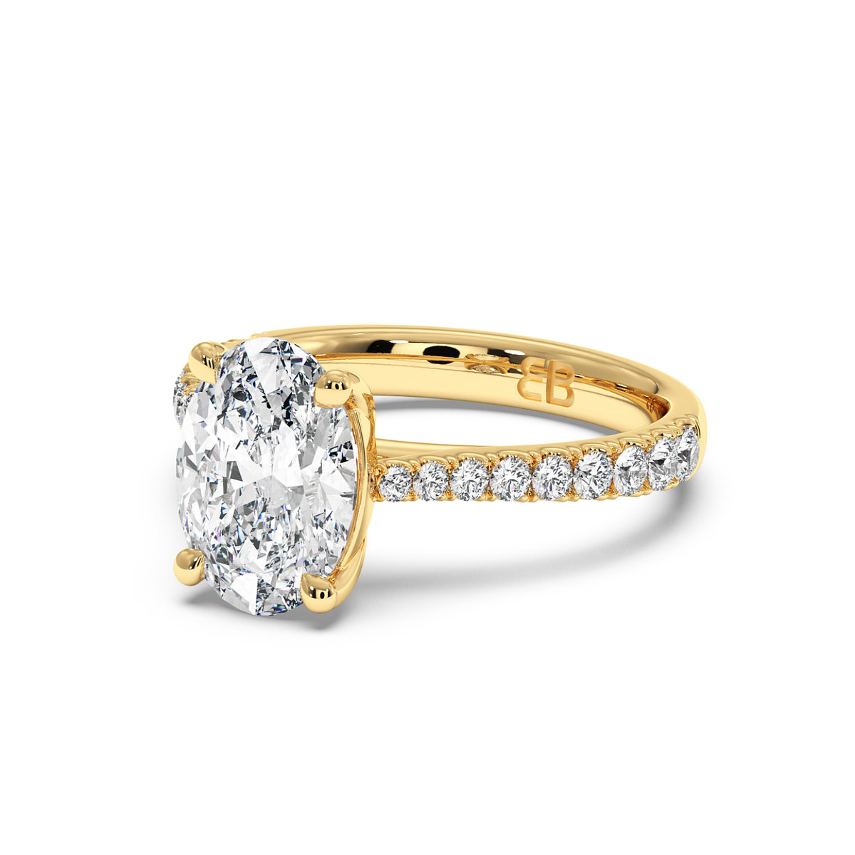 El anillo de oro amarillo cultivado en laboratorio Chelsea Emerald