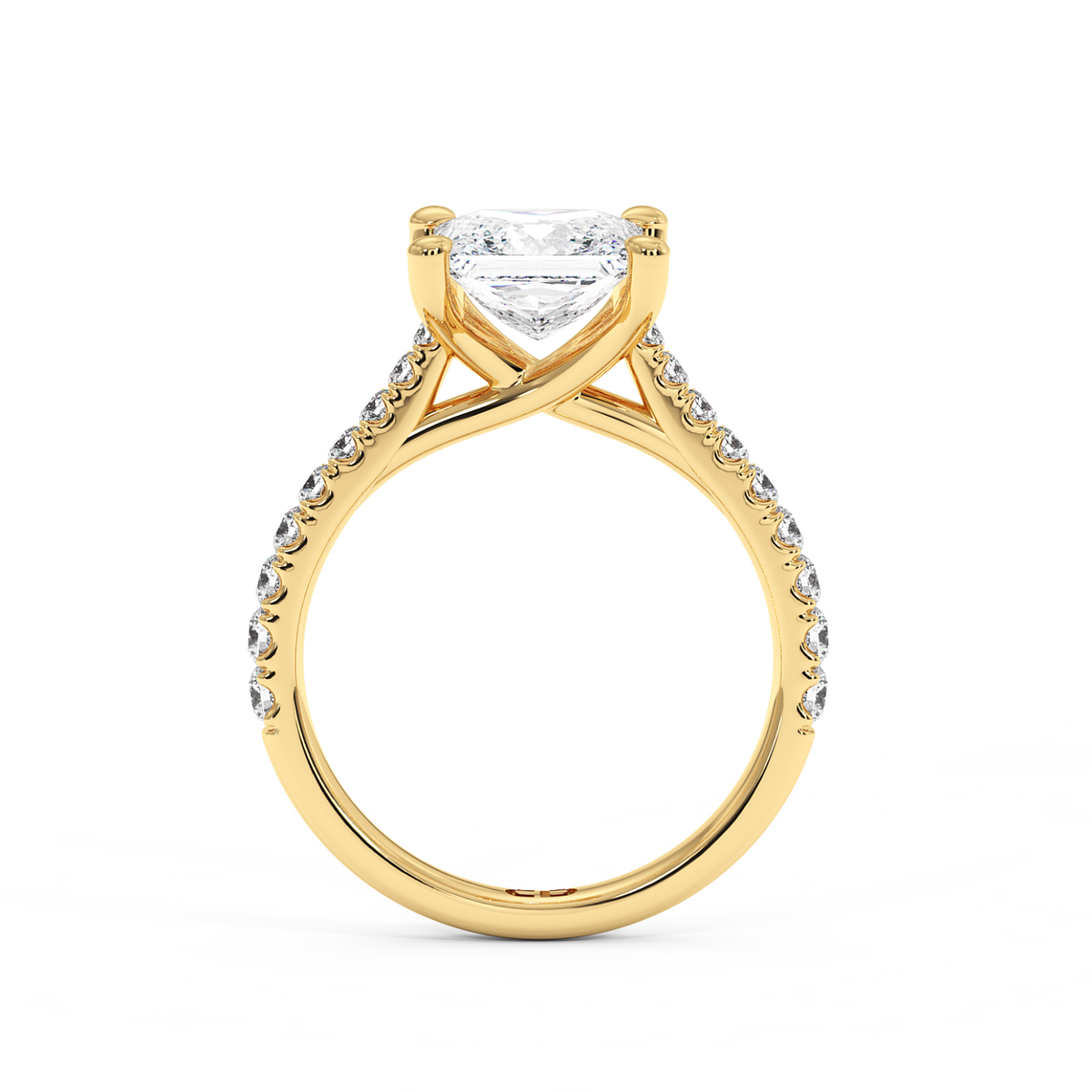 El anillo de oro amarillo cultivado en laboratorio Chelsea Emerald