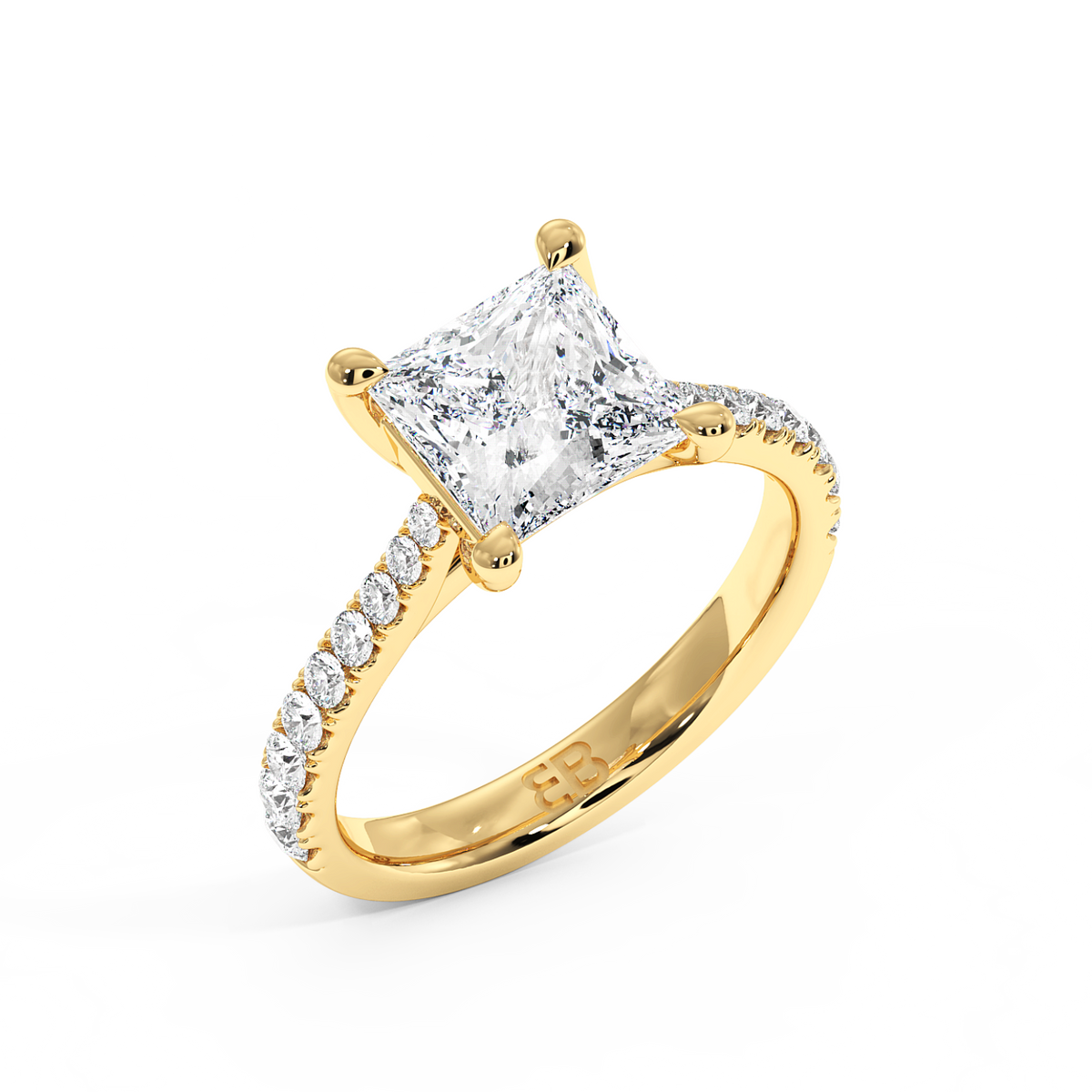 El anillo de oro amarillo cultivado en laboratorio Chelsea Emerald