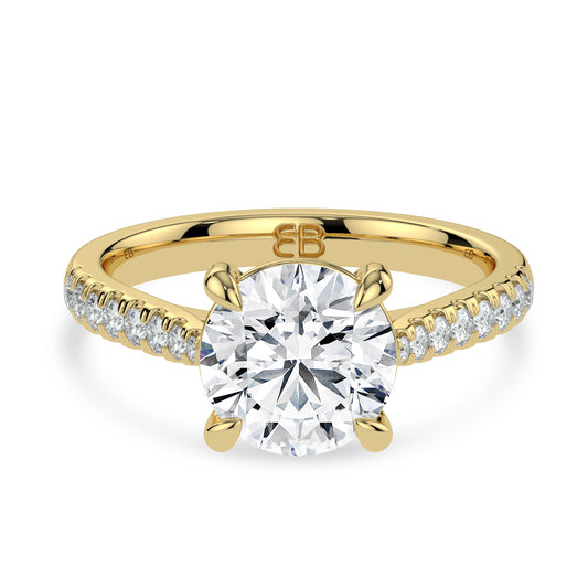 Round Solitaire Ring with Micro-Pavé Set Shoulders