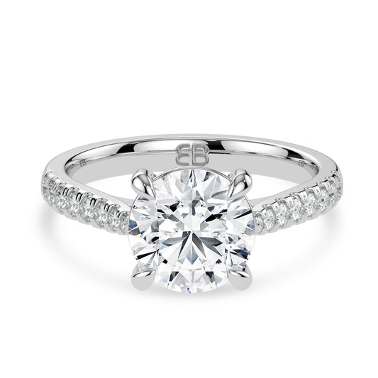 Round Solitaire Ring with Micro-Pavé Set Shoulders