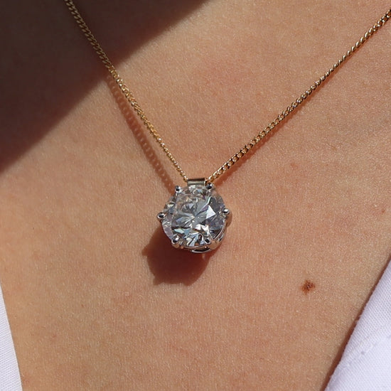 Solitaire Pendant - The 3.50Ct Round Brilliant diamond sparkles beautifully
